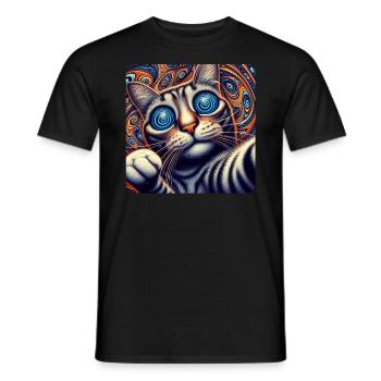 Chats Selfie, Weirdcore Nerd Photographie Chat - T-shirt homme - noir - Devant - AI Model Male 178 light (178cm)