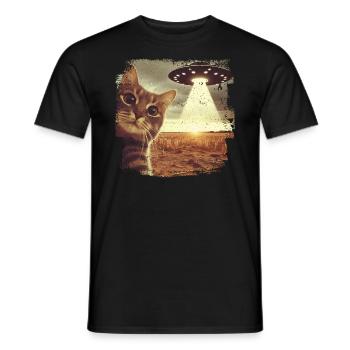 Selfie de chat et d’OVNI, Photographie de nerd bizarre - T-shirt homme - noir - Devant - AI Model Male 178 light (178cm)