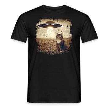 Selfie de chat et d’OVNI, Photographie de nerd bizarre - T-shirt homme - noir - Devant - AI Model Male 178 light (178cm)