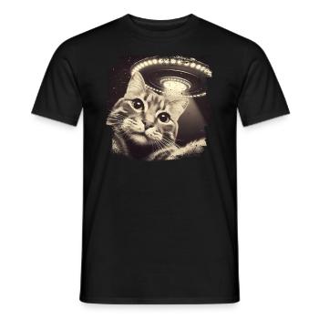 Selfie de chat et d’OVNI, Photographie de nerd bizarre - T-shirt homme - noir - Devant - AI Model Male 178 light (178cm)