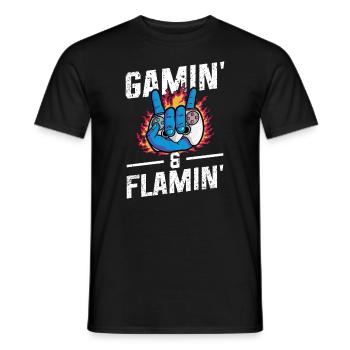 Spielen Controller Gaming Gamin' & Flamin - Männer T-Shirt - Schwarz - Vorne - AI Model Male 178 light (178cm)