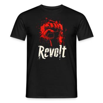 Revolt Red Hand - Männer T-Shirt - Schwarz - Vorne - AI Model Male 178 light (178cm)