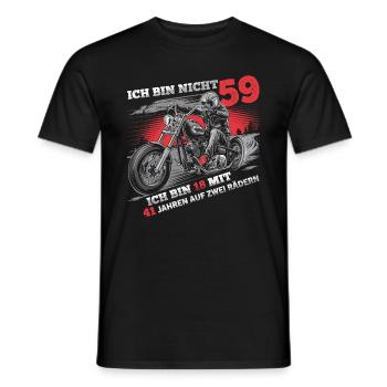 I'm not 59, motorcyclist, biker, 59. - Men's T-Shirt - black - Front - AI Model Male 178 light (178cm)