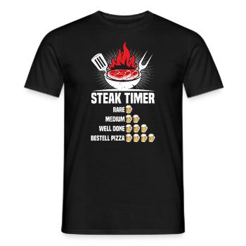 Grilling Steak Timer, Funny BBQ Grill Saying - Men's T-Shirt - black - Front - AI Model Male 178 light (178cm)
