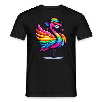 Flamingo Regenbogen, Flamingay Schwules Tier LGBTQ - Männer T-Shirt - Schwarz - Vorne - AI Model Male 178 light (178cm)