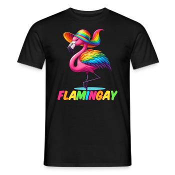 Flamingo Arc-en-ciel, Flamingay Animal gay LGBTQ - T-shirt homme - noir - Devant - AI Model Male 178 light (178cm)