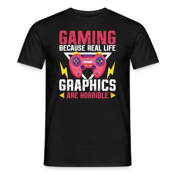 Play Controller Gaming Gaming because the - Men's T-Shirt - black - Front - AI Model Male 178 light (178cm)