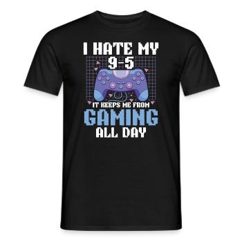 Play Controller Gaming I Hate Real Life - Männer T-Shirt - Schwarz - Vorne - AI Model Male 178 light (178cm)