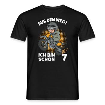 Out of the way! I'm already 7 children's birthday party - Men's T-Shirt - black - Front - AI Model Male 178 light (178cm)