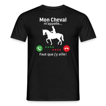 Mon cheval m'appelle faut quẹ j'y aille - T-shirt homme - noir - Devant - AI Model Male 178 light (178cm)