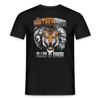 Homme barbu tout en un Viking - T-shirt homme - noir - Devant - AI Model Male 178 light (178cm)