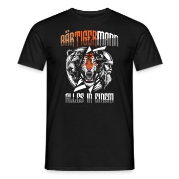 Homme barbu tout en un Viking - T-shirt homme - noir - Devant - AI Model Male 178 light (178cm)