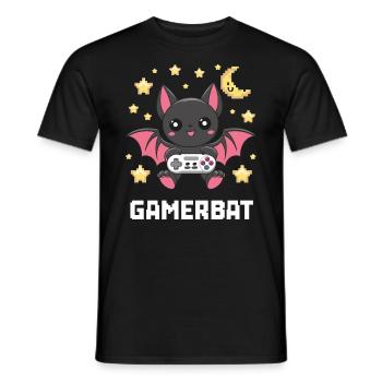 Cute Gaming Bat Gamebat for Bat Lovers - Männer T-Shirt - Schwarz - Vorne - AI Model Male 178 light (178cm)