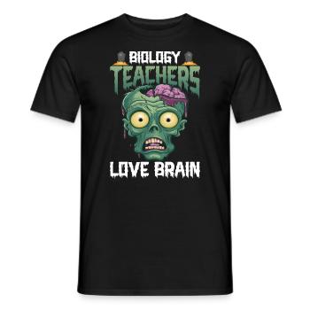 Halloween biology teacher love brains - Men's T-Shirt - black - Front - AI Model Male 178 light (178cm)