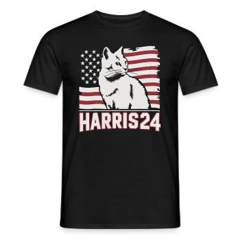 Kamala Harris 24 Cat Lady Supporter - Männer T-Shirt - Schwarz - Vorne - AI Model Male 178 light (178cm)