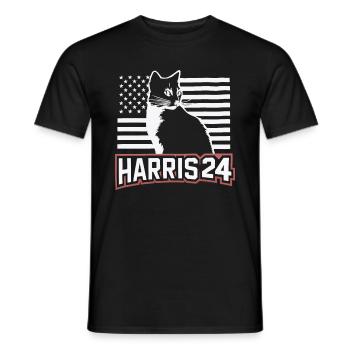 Kamala Harris 24 Cat Lady Supporter - Männer T-Shirt - Schwarz - Vorne - AI Model Male 178 light (178cm)