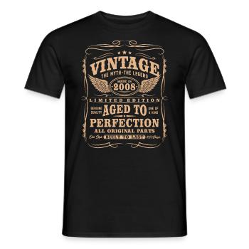 Vintage, 2008, Vintage, Anniversaire, Cadeau Rétro - T-shirt homme - noir - Devant - AI Model Male 178 light (178cm)