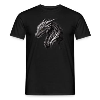 Dragon japonais traditionnel Le dragon bleu - T-shirt homme - noir - Devant - AI Model Male 178 light (178cm)