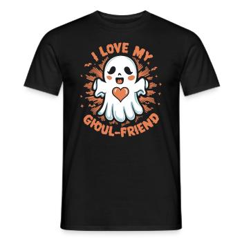 J’aime mon ami goule mignon fantôme Halloween - T-shirt homme - noir - Devant - AI Model Male 178 light (178cm)