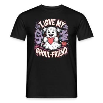 J’aime mon ami goule mignon fantôme Halloween - T-shirt homme - noir - Devant - AI Model Male 178 light (178cm)