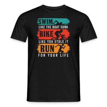 triathlon triathlete gift - Men's T-Shirt - black - Front - AI Model Male 178 light (178cm)