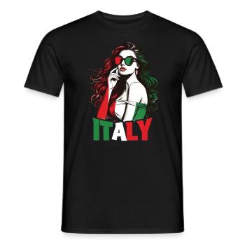 Italie Drapeau Femme Lunettes de soleil Italie Italie - T-shirt homme - noir - Devant - AI Model Male 178 light (178cm)