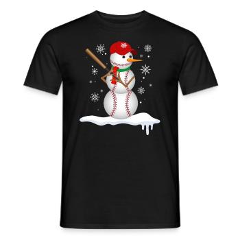 Merry Christmas snowman with baseball bat - Men's T-Shirt - black - Front - AI Model Male 178 light (178cm)