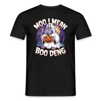 Funny Hippo Halloween Ghost Costume Boo Deng Pun - Männer T-Shirt - Schwarz - Vorne - AI Model Male 178 light (178cm)