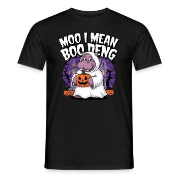 Funny Hippo Halloween Ghost Costume Boo Deng Pun - Männer T-Shirt - Schwarz - Vorne - AI Model Male 178 light (178cm)
