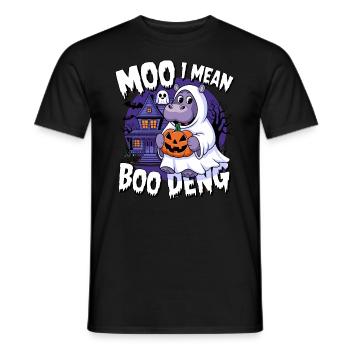 Funny Hippo Halloween Ghost Costume Boo Deng Pun - Männer T-Shirt - Schwarz - Vorne - AI Model Male 178 light (178cm)