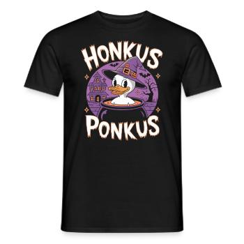 Honkus Ponkus Funny Duck Witch Halloween Magic - Men's T-Shirt - black - Front - AI Model Male 178 light (178cm)