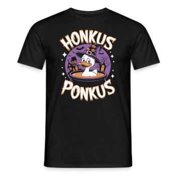 Honkus Ponkus Funny Duck Witch Halloween Magic - Men's T-Shirt - black - Front - AI Model Male 178 light (178cm)