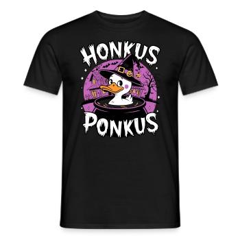 Honkus Ponkus Funny Duck Witch Halloween Magic - Men's T-Shirt - black - Front - AI Model Male 178 light (178cm)