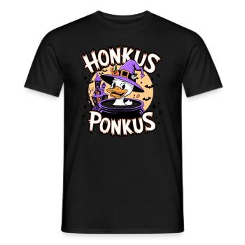 Honkus Ponkus Funny Duck Witch Halloween Magic - Men's T-Shirt - black - Front - AI Model Male 178 light (178cm)