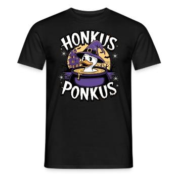 Honkus Ponkus Funny Duck Witch Halloween Magic - Men's T-Shirt - black - Front - AI Model Male 178 light (178cm)