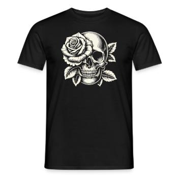 Skeleton Skull Rose Retro Rose Lover Graphic - Men's T-Shirt - black - Front - AI Model Male 178 light (178cm)