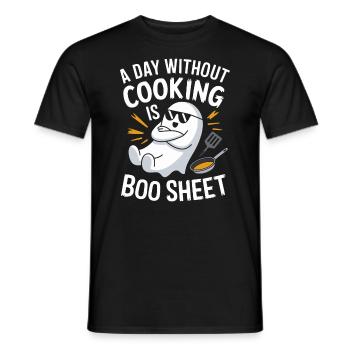 Un jour sans cuisine, c’est Boo Sheet Ghost Halloween - T-shirt homme - noir - Devant - AI Model Male 178 light (178cm)
