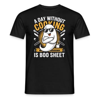 Un jour sans cuisine, c’est Boo Sheet Ghost Halloween - T-shirt homme - noir - Devant - AI Model Male 178 light (178cm)