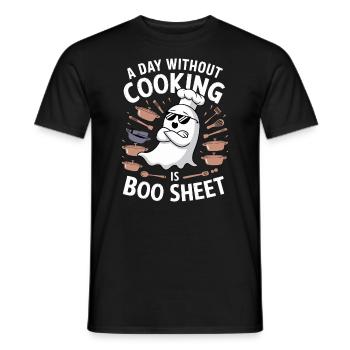 Un jour sans cuisine, c’est Boo Sheet Ghost Halloween - T-shirt homme - noir - Devant - AI Model Male 178 light (178cm)