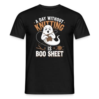 A Day Without Knitting Is Boo Sheet Ghost - Männer T-Shirt - Schwarz - Vorne - AI Model Male 178 light (178cm)