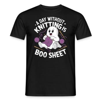 A Day Without Knitting Is Boo Sheet Ghost - Männer T-Shirt - Schwarz - Vorne - AI Model Male 178 light (178cm)