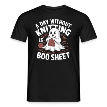 A Day Without Knitting Is Boo Sheet Ghost - Männer T-Shirt - Schwarz - Vorne - AI Model Male 178 light (178cm)