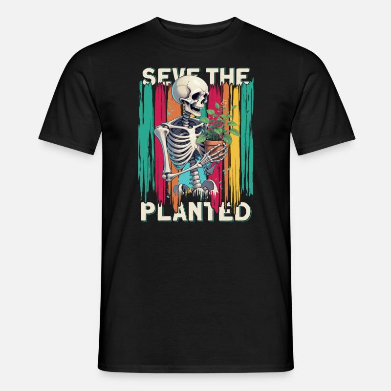 Save The Planet-design Mit Skelett, Das Eine Zarte - Männer T-Shirt - Schwarz