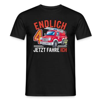 Finally 4 Now I Drive a Fire Engine - Men's T-Shirt - black - Front - AI Model Male 178 light (178cm)