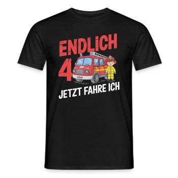 Finally 4 Now I'm driving the fire brigade - Men's T-Shirt - black - Front - AI Model Male 178 light (178cm)