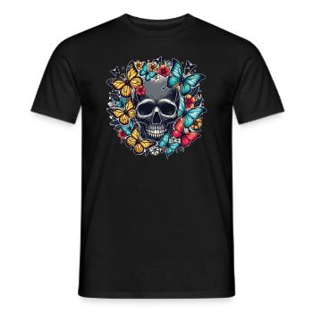 Conception de papillon de crâne - T-shirt homme - noir - Devant - AI Model Male 178 light (178cm)