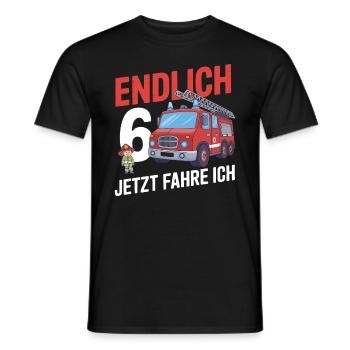 Endlich 6 Jetzt Fahre Ich Feuerwehr - Männer T-Shirt - Schwarz - Vorne - AI Model Male 178 light (178cm)