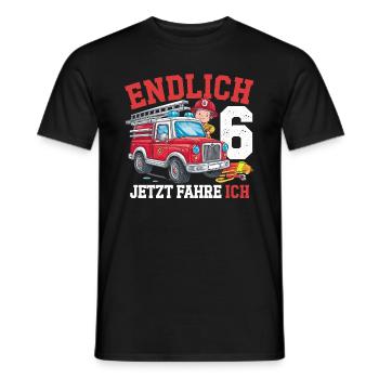 Endlich 6 Jetzt Fahre Ich Feuerwehr - Männer T-Shirt - Schwarz - Vorne - AI Model Male 178 light (178cm)