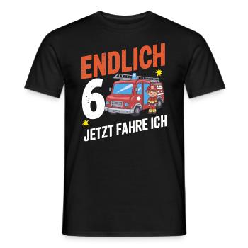 Endlich 6 Jetzt Fahre Ich Feuerwehr - Männer T-Shirt - Schwarz - Vorne - AI Model Male 178 light (178cm)