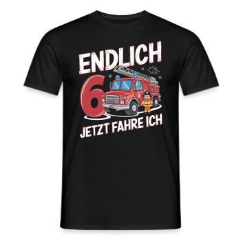 Endlich 6 Jetzt Fahre Ich Feuerwehr - Männer T-Shirt - Schwarz - Vorne - AI Model Male 178 light (178cm)